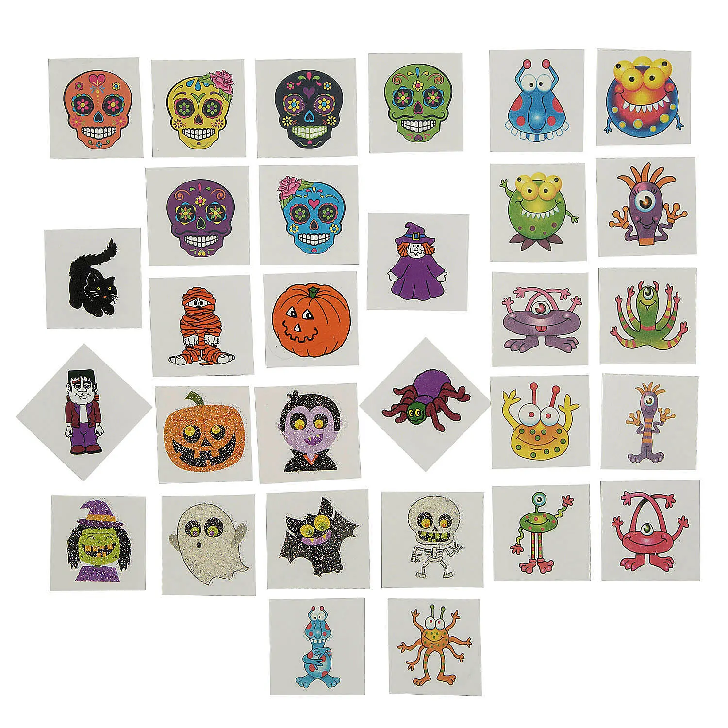 Halloween Temporary Tattoo Assortment (720 Pieces) - Safe and Non-Toxic Assorted Designs for Kids, 1.5-Inch Party Favors, Assorted Temporary Tattoos, Body-Safe Temporary Tattoos