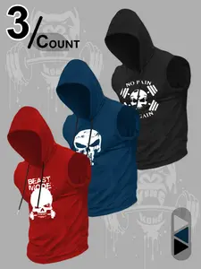 Men's Fashion Sports Hooded Vest, Casual Summer Lightweight Fitted Kint Fabric for Active Wear, Stylish Sleeveless Top, Athletic Fashion Activewear, Gym Athletic Clothes