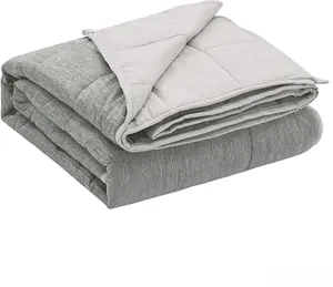 Cooling Weighted Blanket 12 Pounds Cool Moire Jersey  Size Bed Blanket for Hot Sleeper with Soft Breathable Sanded, 48 x 72 inches, Grey