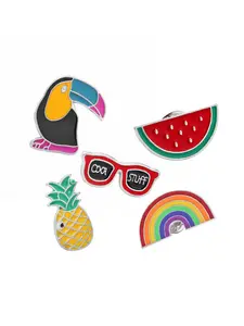Cartoon suit brooch, woodpecker, watermelon, pineapple, rainbow pin set, corsage, badge
