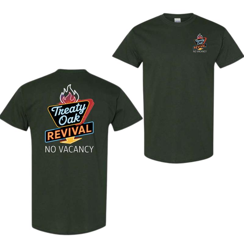 Treaty Oak Revival No Vacancy 100% Cotton T-Shirt, Trendy Unisex Graphic Tee, Xmas Funny Christmas Gift for Men for Women, Cool Band Merch, Retro Design Tee