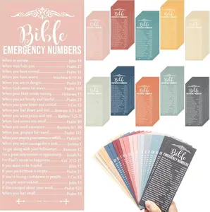 100 Pcs Christian Bible Emergency Numbers Bookmark Christian Church Gift Religious Bible Verse Bookmark for Christmas Catholic Friend Sunday School Retreat Class