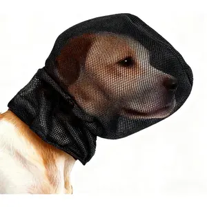 Foxtail Mask Dogs Head Protector, Foxtails Protection for Dogs Adjustable Elastic, Dog Soft Net Mask for Outdoor Hiking Camping, Breathable Mesh Muzzles for Dog, Black, XS