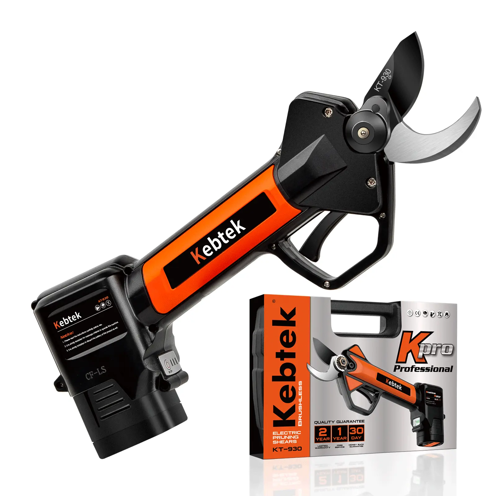 Cordless Electric Pruning Shear, Cordless Pruner Battery Powered with 2PCS Backup Lithium Battery 2500mAh, 30mm -KT930(1.2 Inch) Cutting Diameter Smooth-CUT KT930