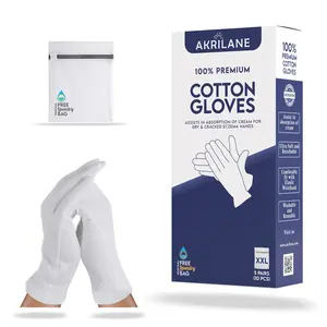XXL Extra Extra Large 100% Premium Cotton Gloves for Dry Hands | Moisturizing Overnight Gloves for Eczema, Psoriasis & Skin Spa Treatment