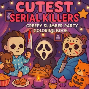 Cutest Serial Killers: Creepy Slumber Party Coloring Book for Adults and Teens: Adorable Yet Creepy of Slasher Icons in Pajamas, Midnight Snacks, and ... Twist (Cutest Serial Killers Coloring Book)Paperback