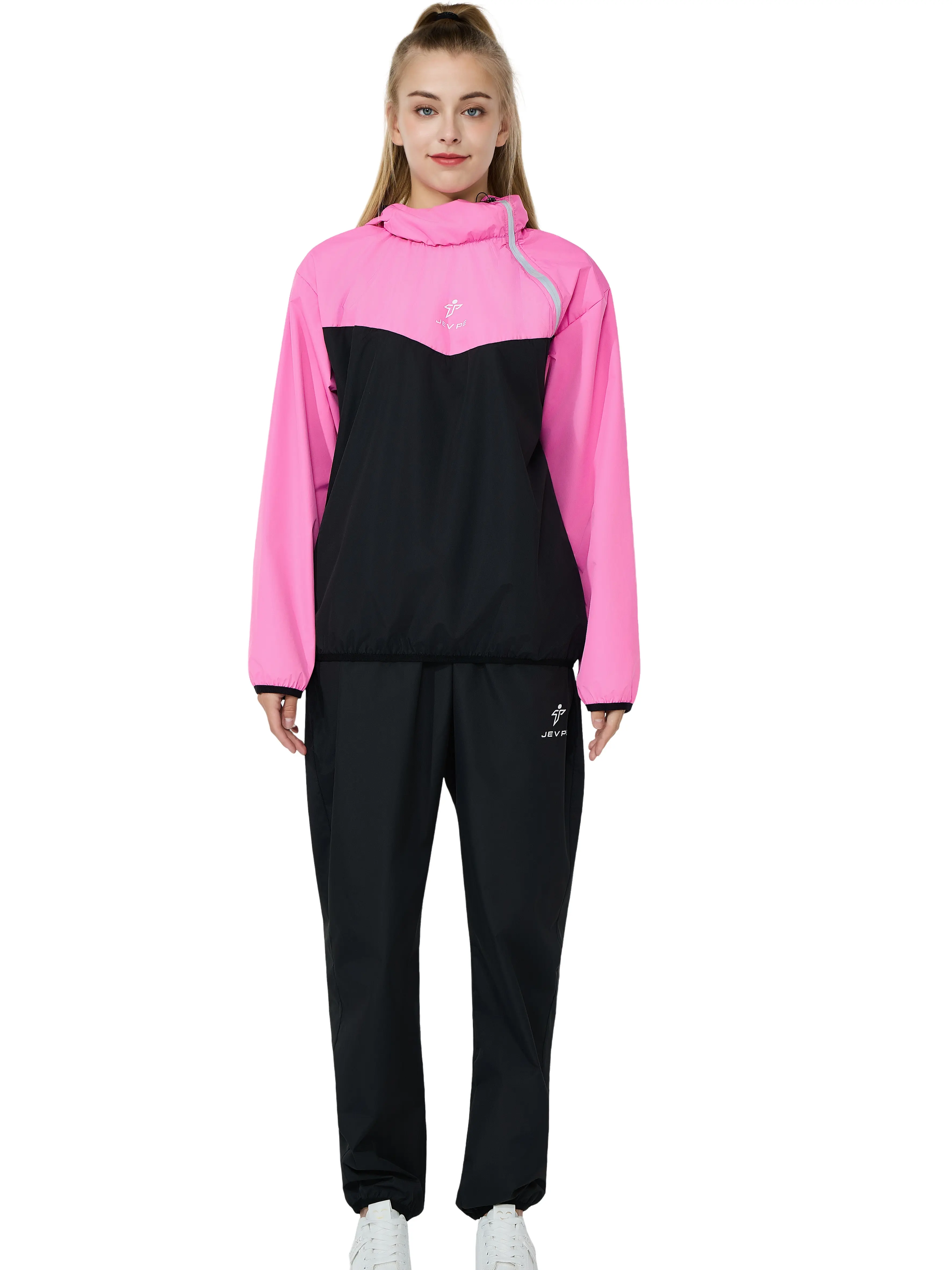 JEVPE Women's Durable 2-Piece Fitness Sauna Suit, Gym Workout Sauna Jacket & Pants, Athletic Sportswear Clothing