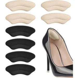 Heel Pads for Shoes Too Big - Inserts for Women, Heel Grips for Women, Protectors Cushion Liners, Comfort Fillers, 4 Pairs in Beige & Black Nail Soft