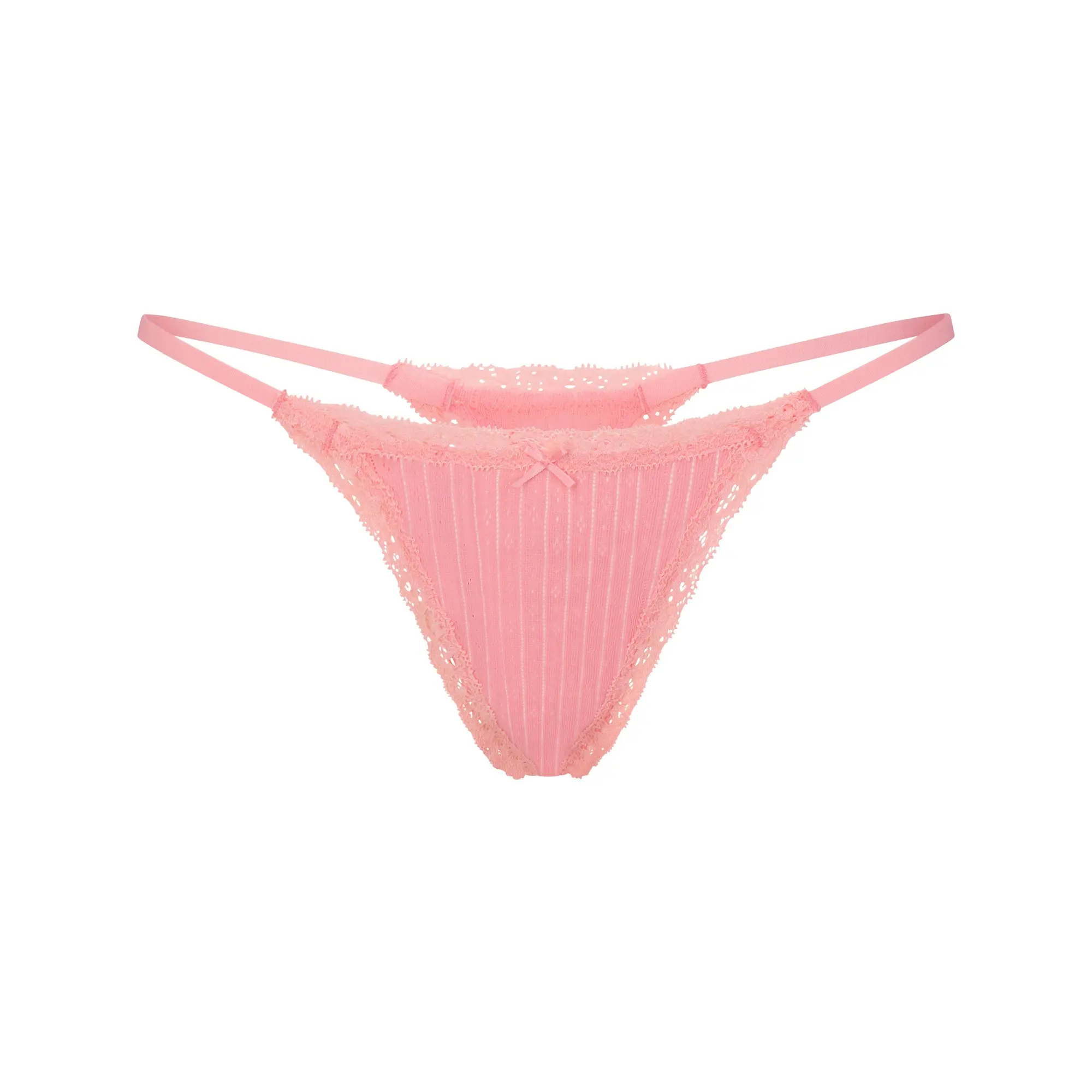 SKIMS LIGHTWEIGHT COTTON POINTELLE LACE STRING THONG SKIMS LIGHTWEIGHT COTTON POINTELLE LACE STRING THONG