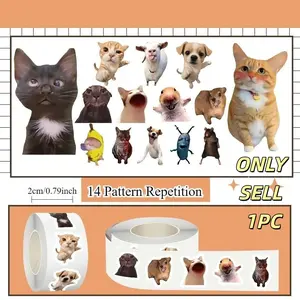 500Pcs Cat Meme Animal Funny Abstract Sticker Roll Sealing DIY Decals for Cup Laptop Notebook Luggage Birthday Gift Adhesive Stickers #CatMemeStickers #FunnyAnimalStickers #AbstractStickers #BulkStickers #SealingStickers #DIYDecals #BirthdayGift