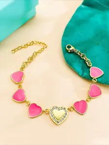 Light luxury heart bracelet for women, enamel chain bracelet, European and American style versatile couple's stainless steel bracelet, Heart Charm Bracelet