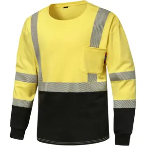6 oz Hi Vis Fire Resistant Flame Resistant Shirts for Men, Welding Cotton CAT2 Long-Sleeved Shirts