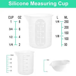 7 PCS Silicone Measuring Cups Kits,1 PCS 250ml Silicone Cups,4 PCS 100ml Non-Stick Mixing Cups,2 PCS 10ml Silicone Mold Cup Dispenser, for Casting Moulds,Jewelry Making,DIY,Crafts