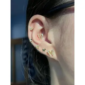 6-Piece Ethereal Butterfly Earrings Set - Minimalist Dainty Hoops for Women, Delicate Everyday Jewelry