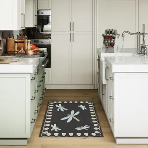 Lush Decor FRONTPORCH Indoor/Outdoor Hand Tufted Durable Area Rug - Traditional Casual Animal Dark  (Dragonfly)