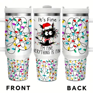 1 40 oz insulated sippy cup, Fun Christmas - Vacuum Coffee Mug with Double Stainless Steel and Handle - Perfect for Christmas, Thanksgiving and Valentine's Day, Local Warehouse, Easy Mug for Hot and Cold Drinks, Kitchen Essentials.