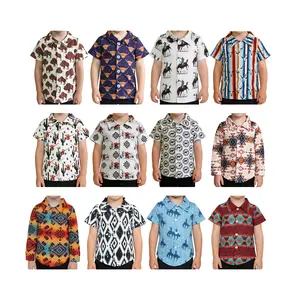 Western printed button down shirt kids boys top wear