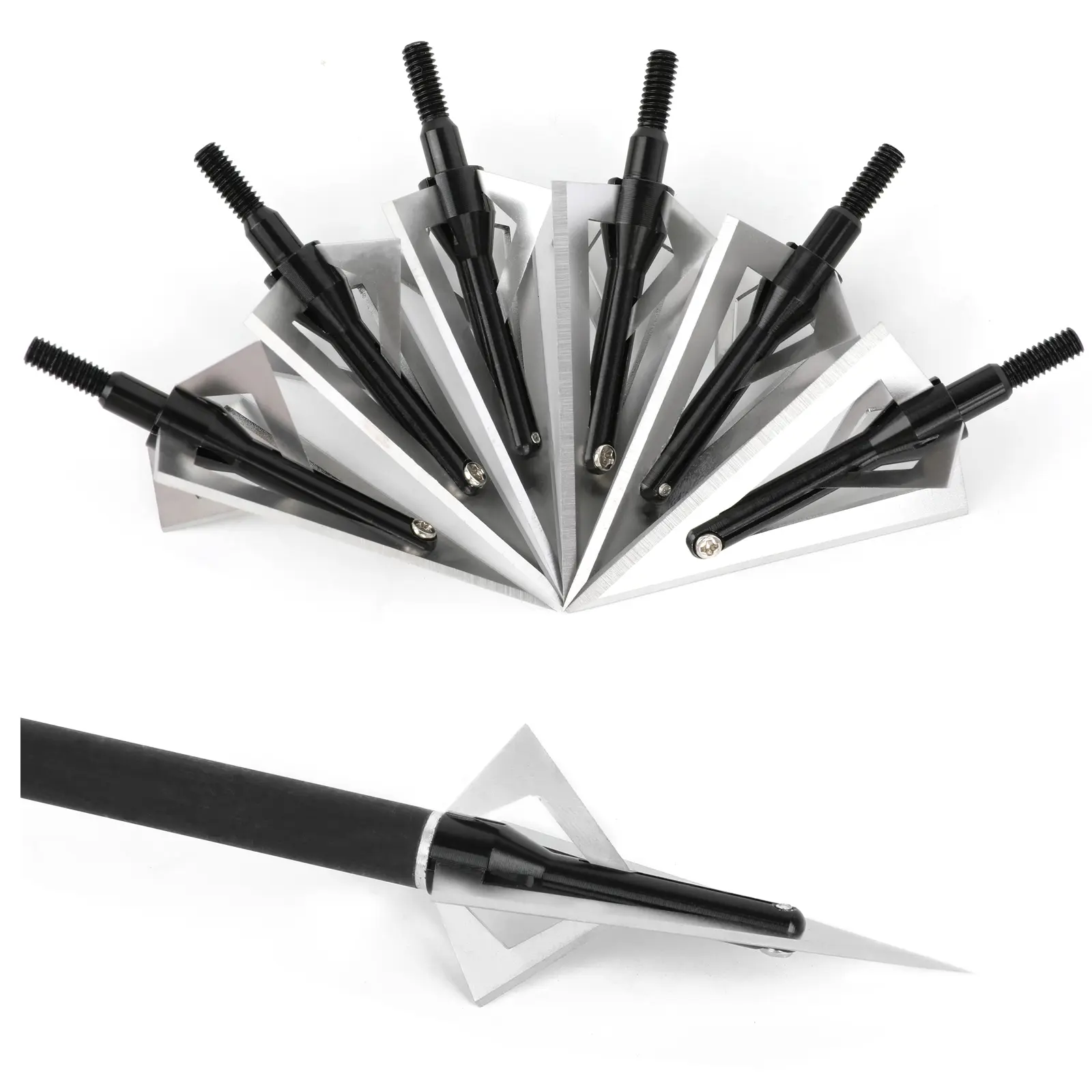 6pcs Metal Blade Arrowheads - 48g, 8cm, Sharp, Strong Penetration, Wear-Resistant Archer’s Gear, Archery Hunting Accessory for Versatile Use