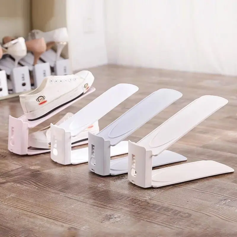 10 Pack Adjustable Double Layer Shoe Slots Organizer | Minimalist Space-Saving Style | 3-Gear Height Adjustable Stackable Shoe Holders for Closet, Wardrobe & Home Storage