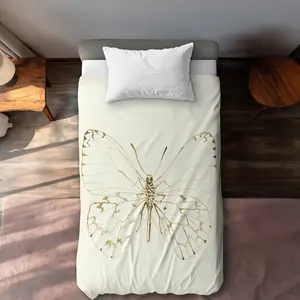 Begin Home Decor C1DCTXLWKGVDDJ Butterflies Sketch - Beige Twin Size Extra Long Duvet Cover for Home Decor