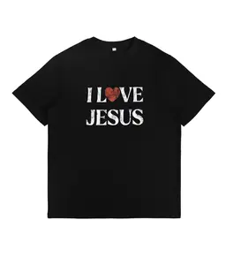 Vintage I Love Jesus Print Short Sleeve T-Shirt Menswear Top Underwear Tshirt Cotton Polyester Graphic Round Neck Casual