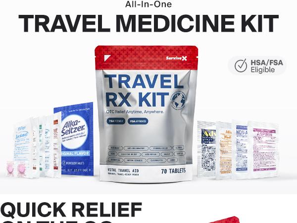 SURVIVEX Travel Medicine Kit - Compact TSA-Approved Medication Pack for Travel, Camping, Cruises - Includes Over-The-Counter Individual Medicine Packets SURVIVEX Travel Medicine Kit - Compact TSA-Approved Medication Pack for Travel, Camping, Cruises - Includes Over-The-Counter Individual Medicine Packets