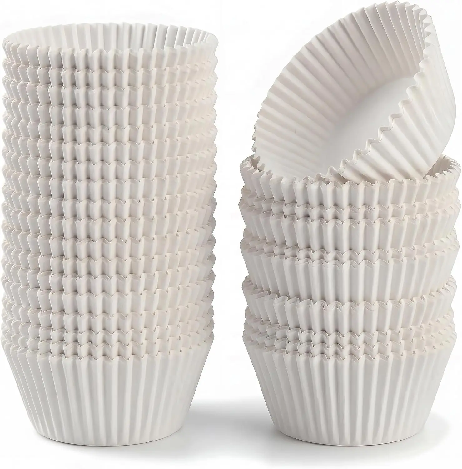 200 Paper Cupcake Liners, Muffin Liners or Baking Cups for Desserts, Muffins, Cupcakes and More Treats; Grease Proof, No Smell, Food Grade, Nut Serving Containers (White)
