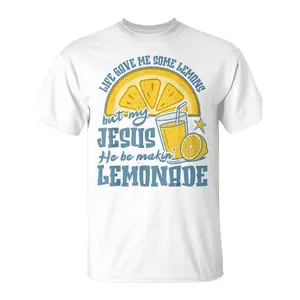 "Life Gave Me Lemons But Jesus Made Lemonade T-Shirt - Unisex Casual Summer Streetwear Novelty Fashion Tee - Comfortable Top for Daily Wear & Funny Christmas Gift"