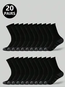 Men's Socks 5/10/20 Pairs, Outdoor Sports Mid-Calf Socks, Elastic Socks, Daily Fitness Casual Running Socks, All Seasons Wear