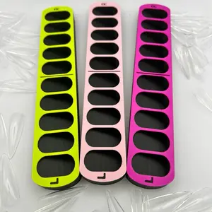 TipSystem - One Row Tray L/R Organizer with 10 Angled Slots for Easy Nail Tip Storage and Organization - Multi Color