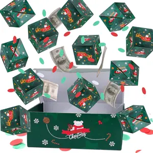 Christmas Surprise  Box Explosion for , Christmas Explosion  Box with Confetti, Surprise Pop Up  Box for Merry (Green)