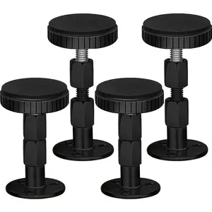 Adjustable Threaded Headboard Stoppers/Bumper Against Wall, 4 Pack Behind Bed Frame Protector Antishake Tool, Bed Shake Support Stabilizer Device for Anti-Knocking,Banging, Metal (Black 27-90mm)