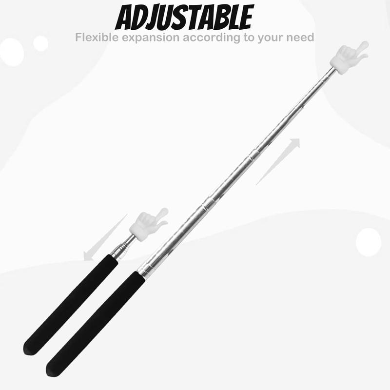 2Pcs Telescopic Teachers Pointer, Extendable Hand Pointer Finger Pointer Stick (Black)
