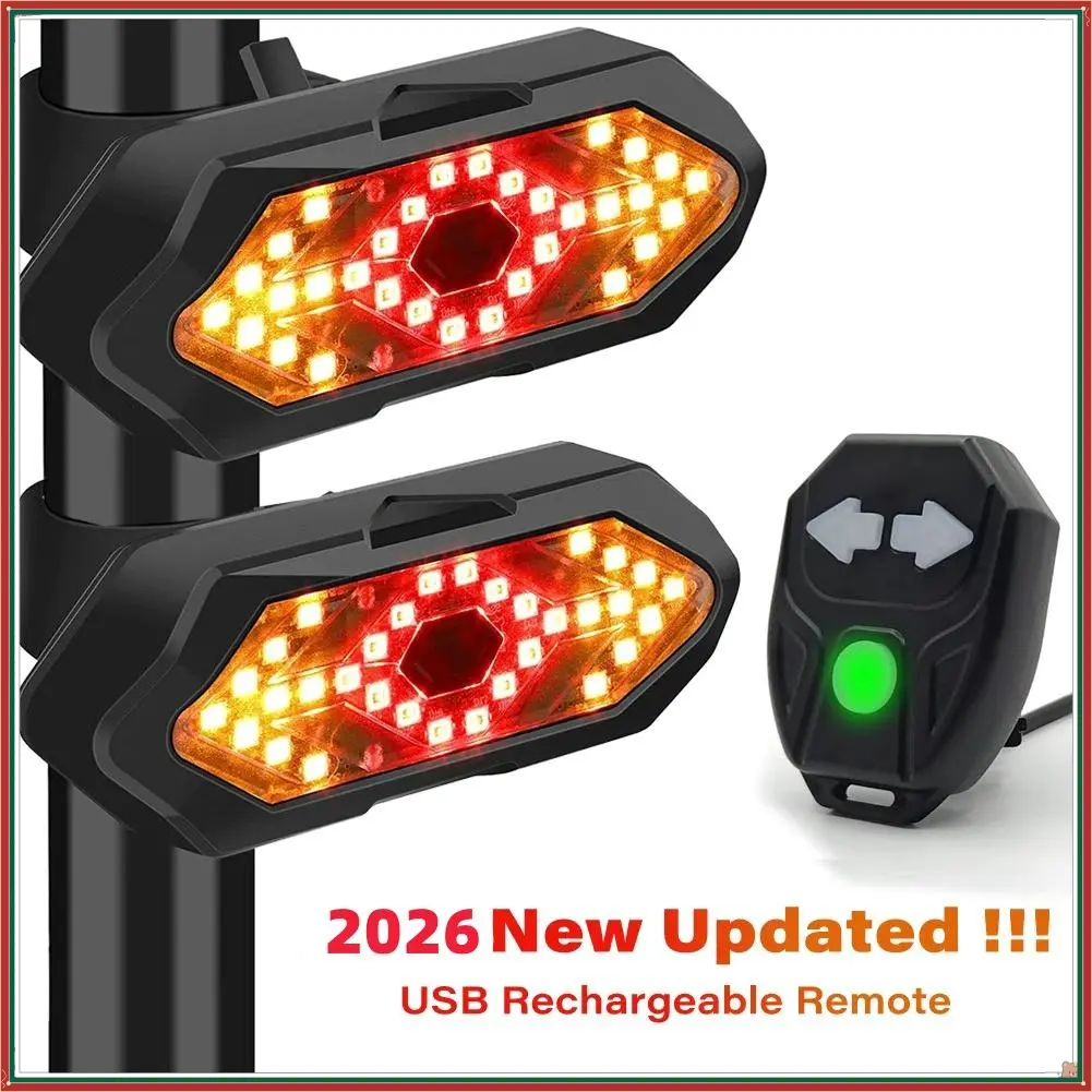 Long Battery Life USB Rechargeable Bicycle Tail Light 2026 Upgraded with Remote Control Easy Installation Turn Signal for Safe Night Rides Enhanced Visibility Lightweight Durable