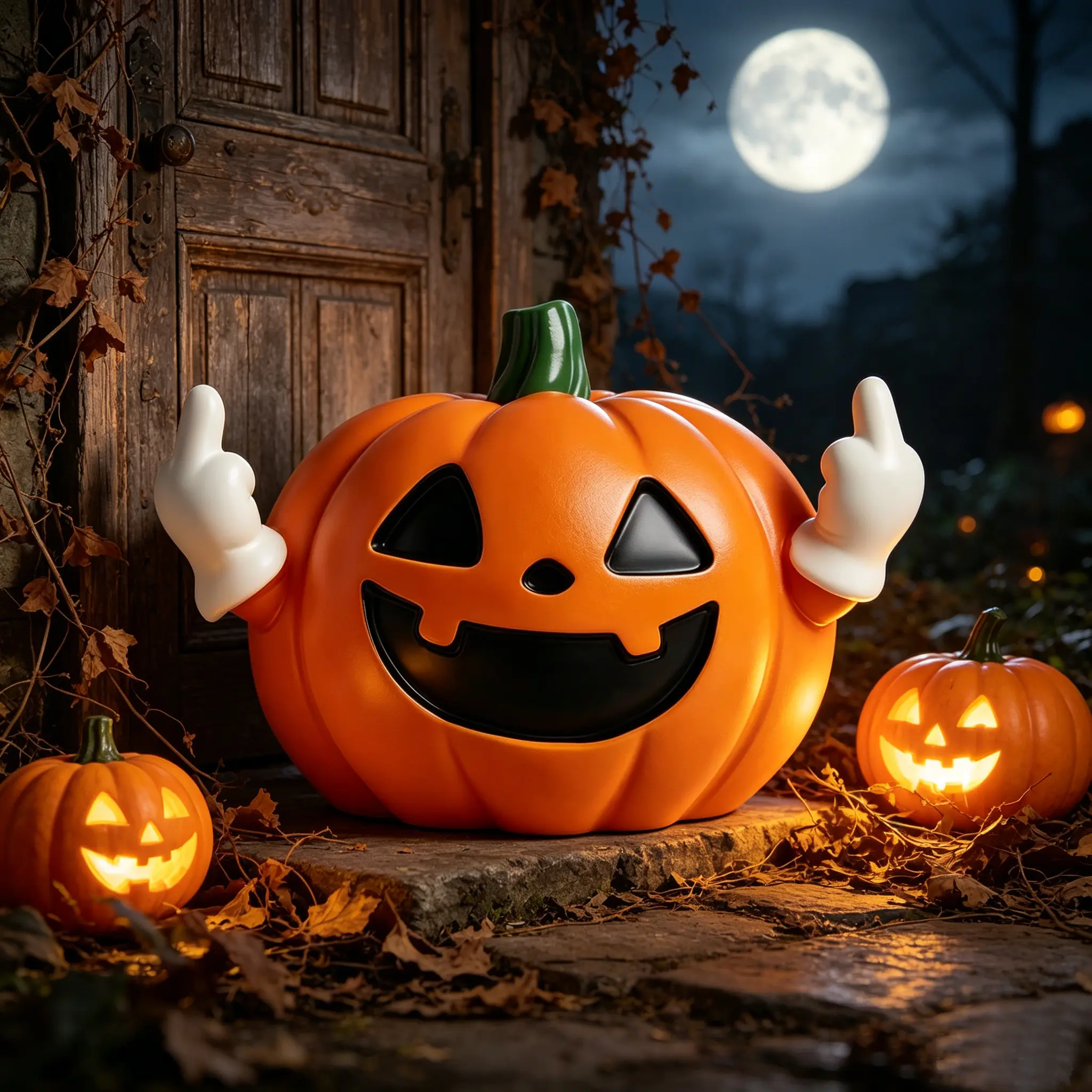 Halloween Middle Finger Pumpkin Decoration Orange Mini Desk Decor with Funny Middle Finger Design Ideal for Fall Thanksgiving & New Year