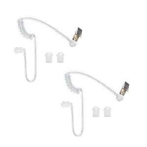 Compatible with Motorola, Baofeng, Kenwood, Retevis, Midland, Icom and Other 2-Way Radios Acoustic Coil Tube Replacement Kit with 4 Replaceable Earbuds for Walkie Talkie Earpiece, Headset for Security, Police, Law Enforcement Use (2 pcs)