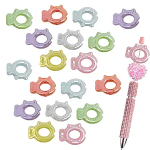 30/40pcs Acrylic Hollow Fish Vertical Hole Loose Beads, for DIY Phone Chain, Beaded Pen, Bracelet, Necklace, Jewelry Craft Making Accessories