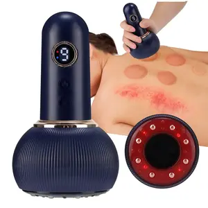 Body scraping massager with red LED display screen, portable wireless cupping cup for travel, intelligent pressure suction vacuum cupping machine