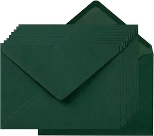 100 Pack A7 Self-Seal Envelopes - Colorful 5x7 Envelopes for Greeting Cards, Birthday, Weddings, Baby Shower Invitation Cards - 5.24 x 7.24 Inches, Dark Green