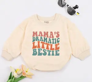 Mama's Dramatic Little Bestie Oversized Baby Romper, Baby Bodysuit, Mothers Day Gift, Baby Shower, New Baby Gift, 1st Mothers Day Sleepsuit