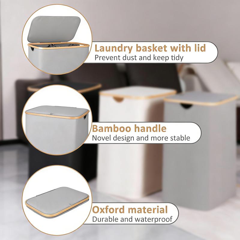 Extra Large 160L Laundry Hamper with Lid | 3-Section, Sturdy Handle | Home Dirty Clothes Organizer