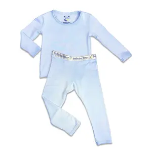 Bellabu Bear Sky Blue Bamboo Kids Pajamas - Soft and Hypoallergenic