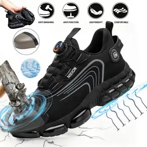 Men's Work Shoes,Women's Safety Shoes,Work Shoes With Rotary Buckle,With Steel Cap,All-Season, Steel Toe & Puncture Protection, Breathable Fabric Upper, Anti-smash, industrial protection