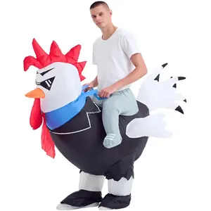 Decalare Inflatable Costume For AdultsRide On Chicken Costume Halloween Costumes For Men/WomenFunny Blow up Costumes (Suit Rooster)