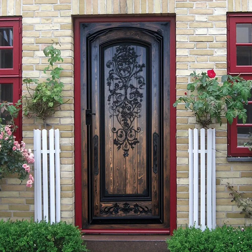 2pcs Vintage European Carved Wooden Door Wall Sticker Decorative Stickers Door Decorations Stereo Simulated Wood Grain Decal Self Adhesive Removable Waterproof PVC Wallpaper for Living Room Entrance Background Wall Home Decor Ornaments Decoration Items