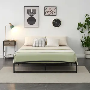Garvee Full Size Bed Frame 10 inch Black Metal Platform Low Profile Bed Frame No Box Spring Needed Low Bedframe Support Mattress Foundation with Steel Slats Base Beds Easy Assembly Noise Free-Full