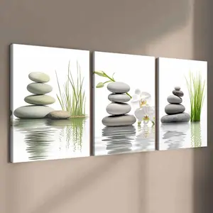 3-Piece Modern Art Canvas Prints, Solid Wood Frame Wall Decor, High-Definition Waterproof Posters for Living Room & Bedroom
