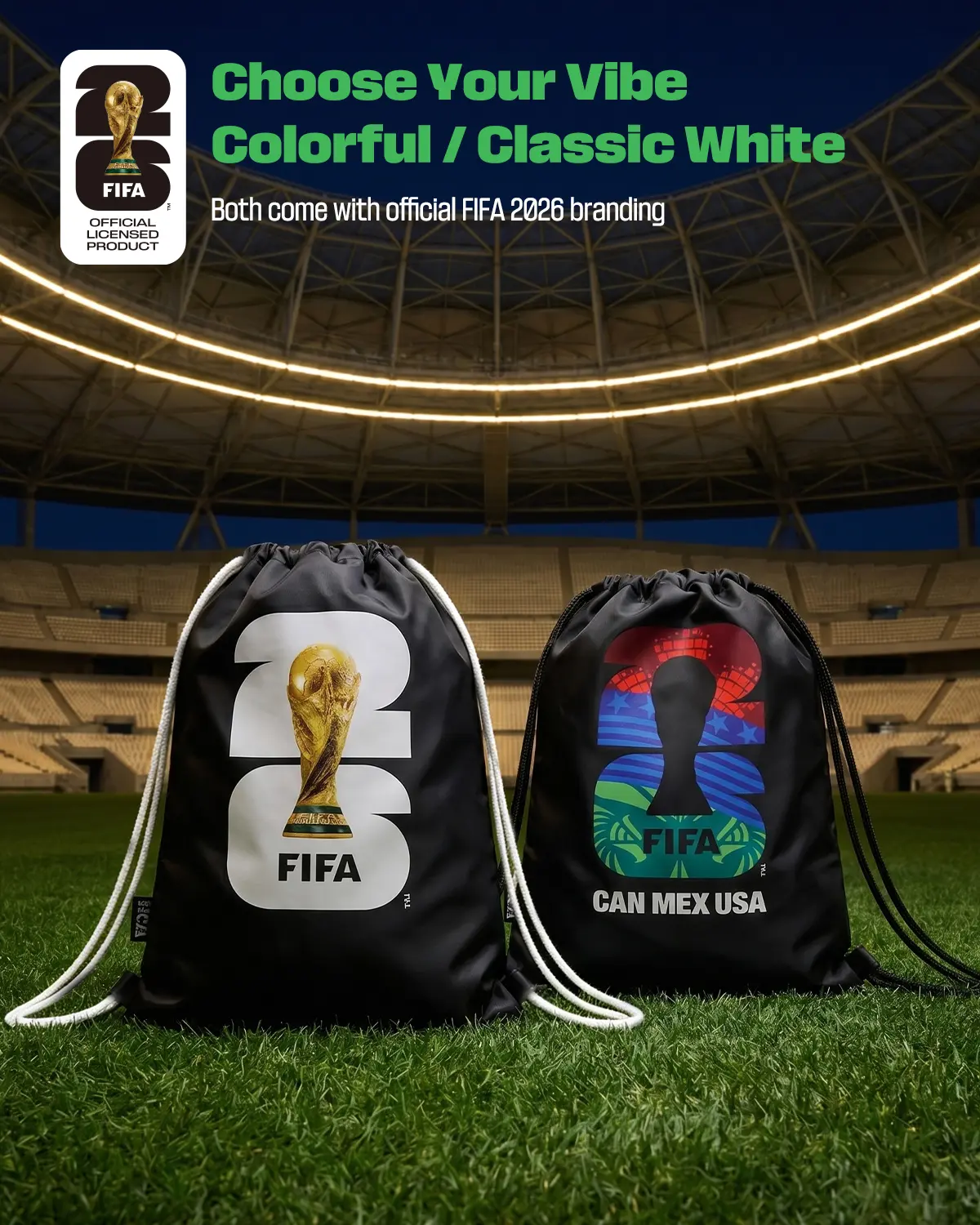 2026 FIFA World Cup Official Licensed Drawstring Backpack, Large Capacity Sports Gym Bag 14x18 in, Lightweight Cinch Sack for Soccer Gear, Shoes & Daily Essentials, FIFA Fan Travel & Stadium Bag