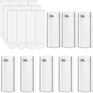 Frame Hangers Without Nails, 8 count Picture Hangers with12 Pcs Large  Adhesive Strips, White No Hole Picture Hooks for Pictures Frames, No Nails or Holes