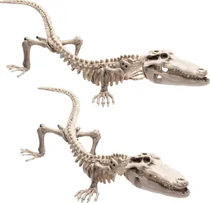 SCS Direct Crocodile Skeleton (2 Pack) 20" Long-Weather Resistant Yard Fall Props & Decorations-Graveyard Prop for Haunted House Party Decor and Indoor/Outdoor Use, School Classroom Decoration